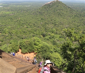 Julie starts the descent down the main entrance where the lion once was