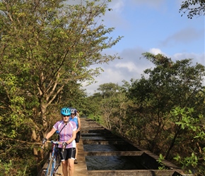 Christine walks this section across a viaduct. 