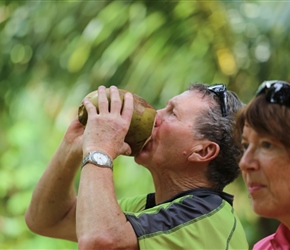 Chri tries the coconut milk