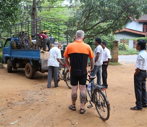 Loading bikes at Spice Garden