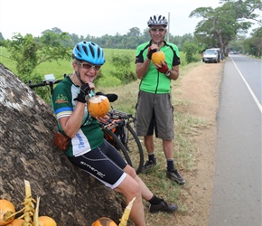 Jack and Christine enjoy the coconut stall