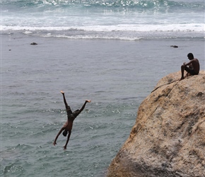 Almost hit the water, diving in Galle