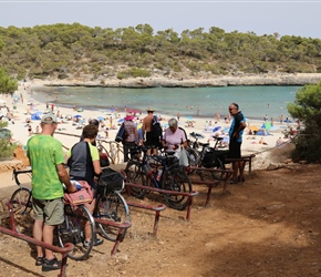 Locking the bikes at Cap de Moro Beach