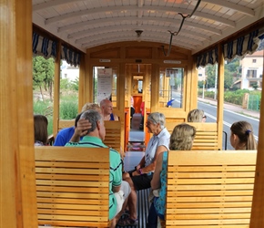 Carole on the tram