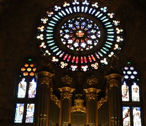 Stained glass window in Soller Church