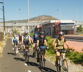 Sally who helped set up the whole trip as a resident of Cape Town leads us out of Cape Town on a delightful route that a local would know