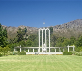 Hugenot monument. To their immigration during the 17th and 18th centuries. The French and Belgian Protestants were fleeing religious persecution, especially in Catholic France