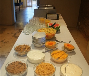 Breakfast offerings at Barrydale Hotel