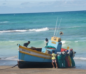 Righting the boat on the slipway