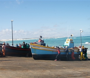 Pulling the boat up the slipway