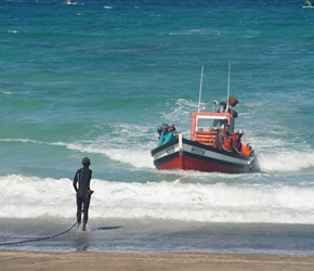 Waiting for the boat, line in hand