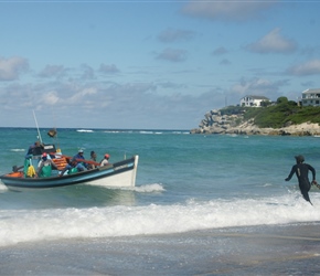 Hooking the boat in surf