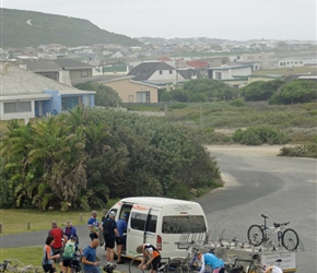 Re-assesmbling the bikes at Cape Aguilas