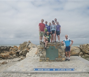 Neil, Steve, Shery, Beth, Lynne, Tim, Chery and Rob at Cape Aguilas where the Atlantic meets the Pacific