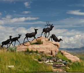 Elk statue at the entrance of the National Museum of Wildlife Art