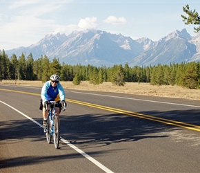 Linda with Tetons behind