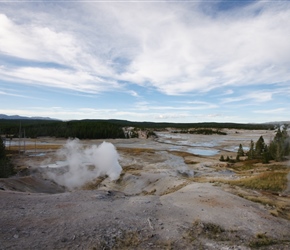 There are very few thermal features at Norris under the boiling point (199°F at this elevation).