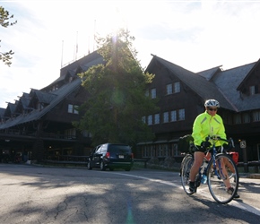 Linda leaves the Old Faithful Inn