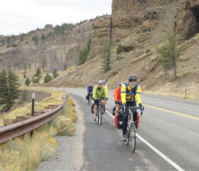 Ian heading east along the North Fork Highway towards Cody