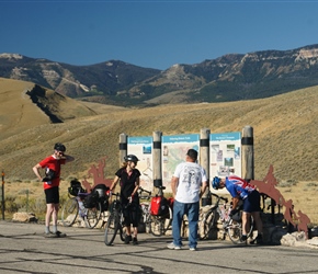 Ian , Diane and Phil check out the interpretive sign detailing the Chief Joseph Pass