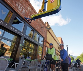 Malcand Phil outside the breakfast stop that was Gils Goods