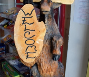 Moose welcome sign in Clyde Park