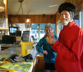 Ian and Valerie munch breakfast