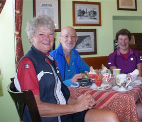 Carel, Barney and Linda enjoy the ice creams at Vipava