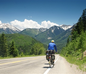 Colin and Linda start the eastern descent from the McClure Pass