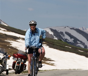 Linda arrives at the summit of Independence Pass