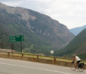 Valerie climbing Berthoud Pass