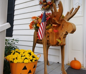 Fall decorations at the Red Sleigh Inn