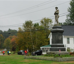 Heading north passing the Civil War memorial in Barnstead