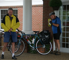 Emrys and Peter, room mates ready to leave the Comfort Inn in Dover