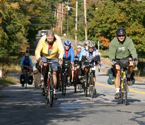 Emrys ad Chris lead the peloton from Groton