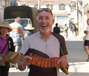 We were accosted by many hawkers at the market, Frank succumbed