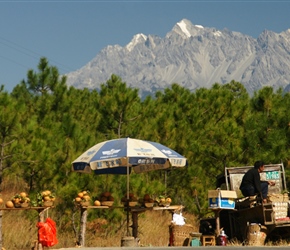 Fruit sellers and Jade Mountain