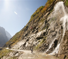 Frank through the waterfall in the middle part of the gorge, where the road started to deteriorate