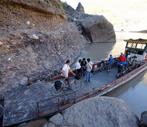 Loading onto the old Jinsha ferry. A fast flowing river, a boat powered by an engine fit for a lawnmower, what's not to like?