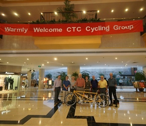 We weren't quite expecting this, but very welcome as the banner was strung out at the Jinjiang Hotel in Kunming