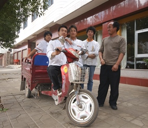 Watched by the chefs, as we prepare the bikes