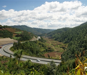 Lots of road building in China. This one cut a swathe through the valley