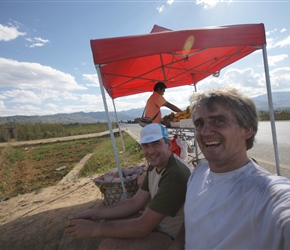 The first recorded selfie, Graham and Neil with an orange seller