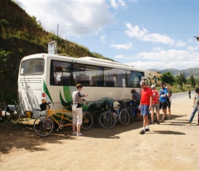 Coffee stop and back up bus