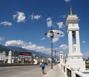 Crossing the bridge in New Dali