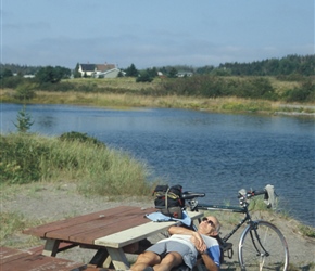 John takes a break on Johnston Beach