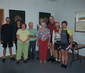 Paul, Pauline, John, Gary, Colin and Linda after breakfast at Grand River