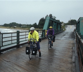 Wooden bridges can be awfully slippery