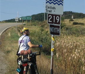 Colin by the Ceilidh Trail Sign