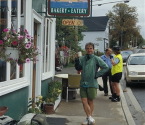 Neil with coffee at Shining Waters Cafe